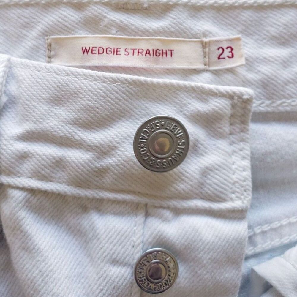 Levi's - Wedgie Straight Ankle Jeans - "In The Clouds" (White) - Women Size 23 - Picture 8 of 10